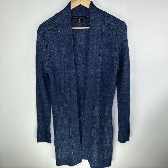 White House Black Market cardigan Blue size small Long Cardigan Wool Blend - Picture 2 of 14